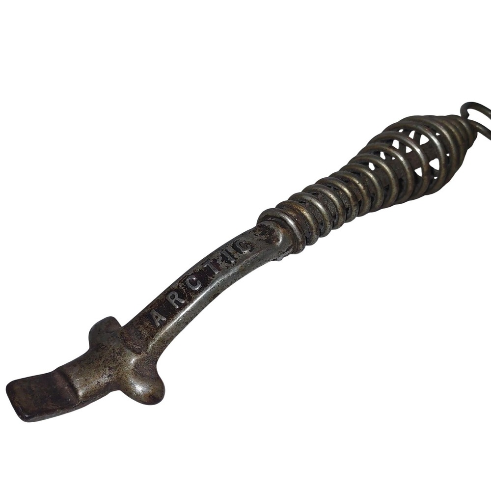 Antique Arctic Cast Iron Stove Lid Lifter Tool Coiled Spring Handle Primitive